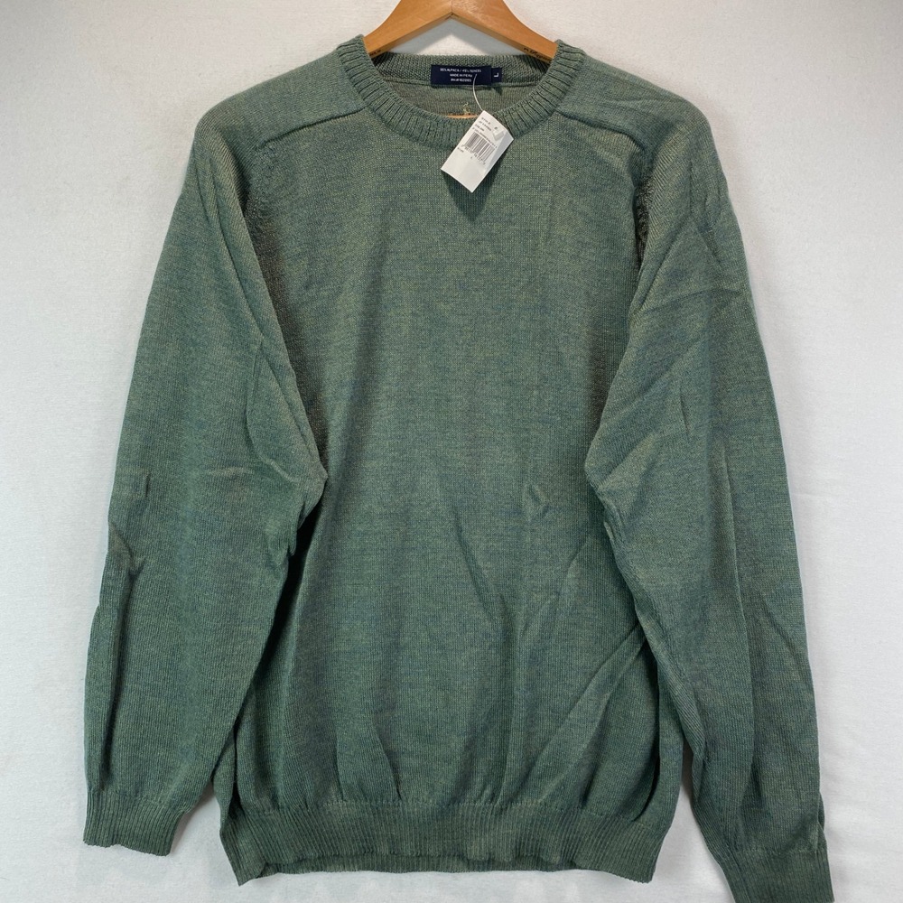 Johnnie Walker Alpaca Tencel Crewneck Sweater Mens L Field Green Knit JF13450